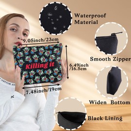 BWWKTOP Killer Klowns Makeup Bag Creepy Clown Fans Gift Quirky Clown Movie Cosmetic Bag Killer Klowns Merch (killing it)