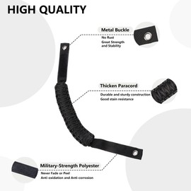 sukemichi for Bronco Grab Handles, Paracord Roll Bar Grab Handles for 2021 2022 2023 2024 2025 Ford Bronco Accessories 4 Door 2 Door, Black, 4 Pack