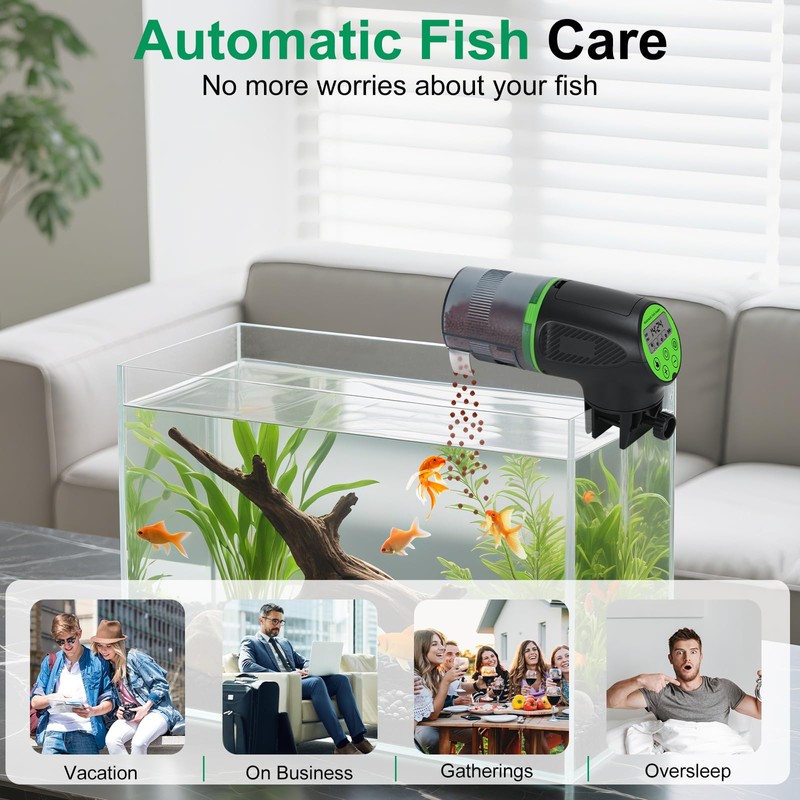 Podazz Automatic Fish Feeder, Moisture-Proof Aquarium Auto Feeder, Aquarium Tank