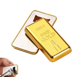Kynzaro 2-Pack Magnetic Fridge Bottle Opener, Gold Bar Design with Magnet, Luxurious Metal Tool for Kitchen & Home Bar, The Ultimate Party Gift Set（Gold）