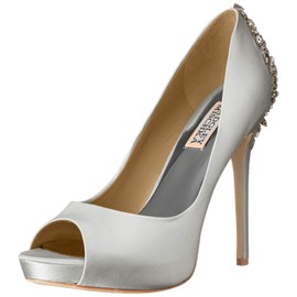 Badgley Mischka Kiara Women's Pumps - Comfortable Open Toe Pumps for Women, Stiletto White Platform Heels, Easy to Wear Platform Shoes with Shimmering Rhinestone Heels, Bridal Pumps Shoes Women- White8 M US