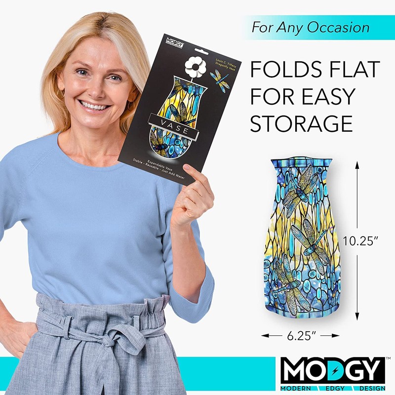 MODGY Collapsible and Expandable Plastic Vase (Tiffany - Dragonfly)