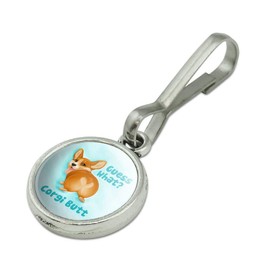 GRAPHICS & MORE Guess What Corgi Butt Funny Joke Antiqued Charm Clothes Purse Suitcase Backpack Zipper Pull Aid