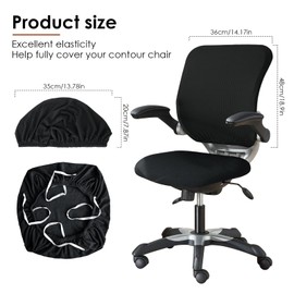 Bztzhm Office Chair Cover with Fixed Rope, Waterproof Elastic Slipcover for Computer Desk Chairs, Soft Non-Slip Cover for Most Office, Restaurant and Wedding Chairs, Black