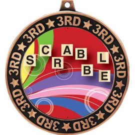 Scrabble 3rd Place Perimeter Medal Bronze, 2.75" Scrabble Board Games Prizes, Kids Scrabble Trophy Medal Awards 1 Pack