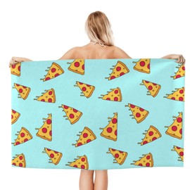 VOOHDDY Cute Pizza Slice Beach Towel Soft Absorbent Microfiber Quick Dry Large Bath Towels for Bathroom Women Men Girls Pool Camping Travel Swimming Picnic Sports