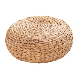 Ludmila Water Hyacinth Woven Floor Cushion Footstool Ottoman Pouf Pillow - 16" x 16" x 6" - Natural Brown - Decorative & Functional for Comfort & Style