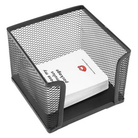 Mesh Memo Pad Holder Sticky Note Box Desk Office Business Metal Mesh Black Note Block Card Stand Organizer 3.1x4.1in card box