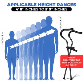 in-Motion Pro Crutches - Rigid Post Crutches for Adults - Foldable Crutches with Ergonomic Handles & Articulating Tips - Lightweight & Durable Design (Short (4'8" - 5'9"))