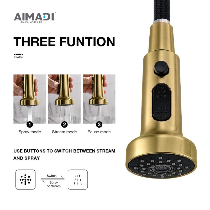 AIMADI Gold Kitchen Faucet with Pull Down Sprayer,Commercial Single Handle