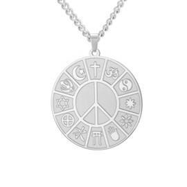 EUEAVAN Coexist in Peace Necklace World Religions Peace Necklace Coexist Harmony Pendant Peace Religion keychain Jewelry Protection Amulet Gift for Men Women (Coexist necklace silver)