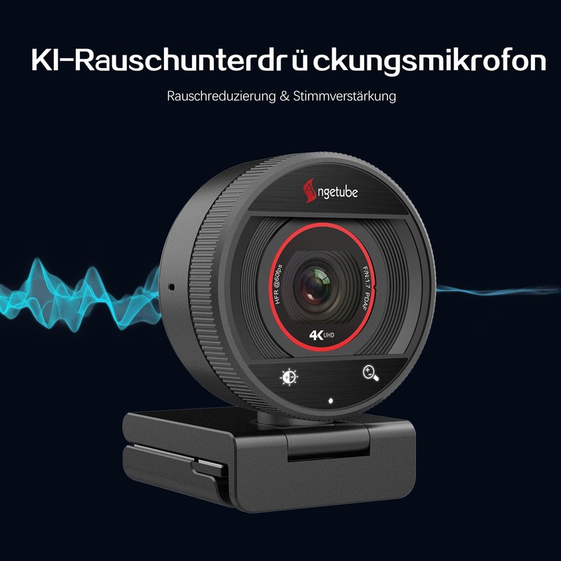Angetube 4K Webcam for PC, 1080P@60FPS Streaming Camera with PDAF