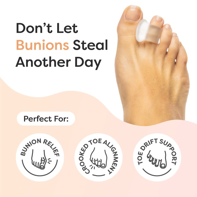 ZenToes Firm Gel Toe Separators for Overlapping Toes, Bunions, Big