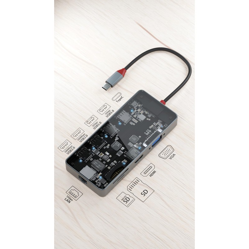 SD-CMULTI01-B Airlia Type C Connection, Multi-functional Adapter, See-through Structure, See-Through
