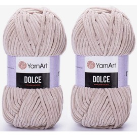 Yarn Art Dolce Yarn 100% Micro Polyester 2 Pack 260m 2 x 100g Super Bulky: 6 Baby Chenille Yarn (771 Beige)