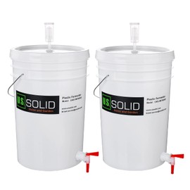 U.S. Solid 2-Pack Plastic Fermenter - 6.5 Gallon Food-Grade Fermenting Bucket Homebrewing Fermentor with Spigot and Airlock