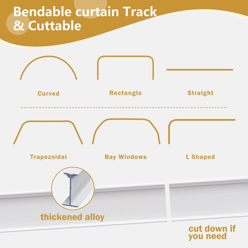 MaKefeile Bendable Ceiling Curtain Track Ceilings Mount or Wall Mounted