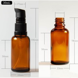 3 Pcs 30ml 1oz Amber Glass Travel Bottles Leakproof Liquid Makeup Foundation Bottle Lotion Pump Bottles Lotion Dispenser Soap Dispenser Cosmetics Emulsion Containers Jar with Black Pump