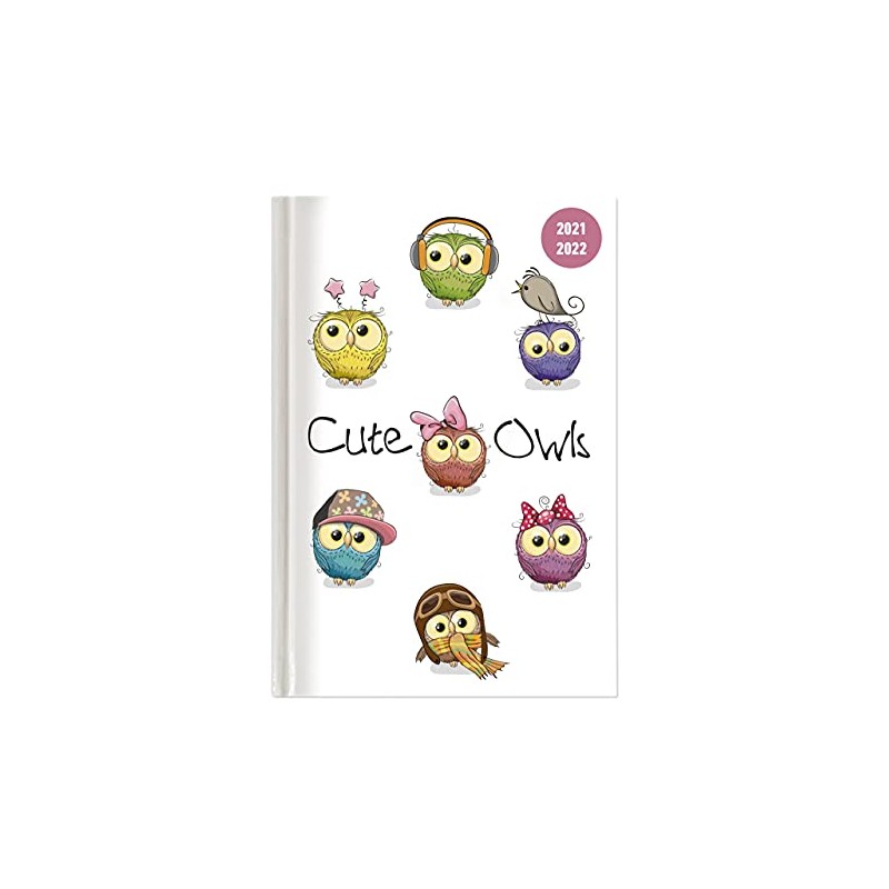 Collegetimer Cute Owls 2021/2022 - Schüler-Kalender A6 (10x15 cm) -