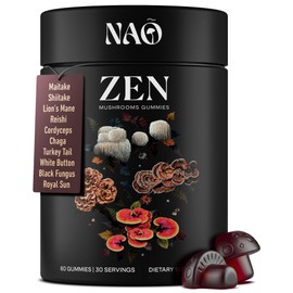 NAO Made in USA 10-in-1 Mushroom Gummies Nootropic – Premium Blend with Reishi, Lion’s Mane, Chaga, Cordyceps, Shiitake, Maitake & Turkey Tail for Brain, Immune & Energy Support –Non-GMO, Vegan