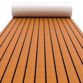 WOOWAVE EVA Foam Teak Floor Decking Sheet for Boat Yacht Non-Slip and Self-Adhesive Sea Deck Boat Flooring Pad RV Swimming Pool Mat 94.5''x31.5''