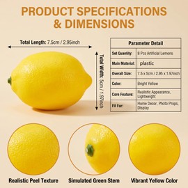 8 Pcs Artificial Lemons Fake Fruit