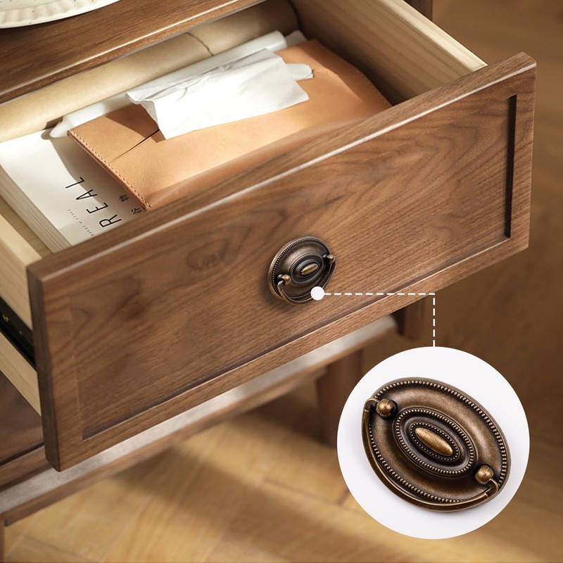 Quluxe 4 Pcs Furniture Dresser Pull Antique Brass Bail Drawer