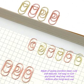 Getrays 60pcs Small Paper Clips, 2cm Cute Shape Heart Moon Round Metal Clip Bookmark Memo Clip Paper Clamp for School Stationery Document Organization Office Supplies(Gold & Rose Gold)