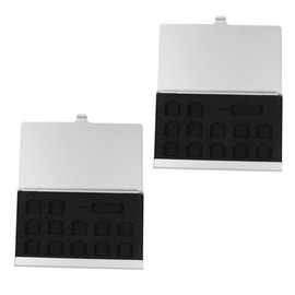 IWOWHERO Nano SIM Card Holder Case 2pcs Alloy Memory Storage Box with Needle for Micro Nano SIM Cards Portable Organizer for Travel Silver