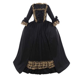 CosplayDiy Women's Queen Marie Antoinette Rococo Ball Gown Gothic Victorian Dress Costume Black XL