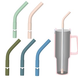 5PCS Bright Color Silicone Metal Straw Tips, Rubber Straw Tips/Reusable Rubber Straw Sleeve for 8-10mm Diameter Straws, Silicone Straw Extenders for Metal Straws, Silicone Extender Tip