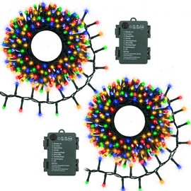 BSGlobal 2 Pack Cluster String Lights Battery, Total 20Ft 400 LED Christmas String Lights with Timer 8 Modes Firecracker Twinkle Lights Waterproof for Outdoor Tree Xmas Decor (Multicolor)