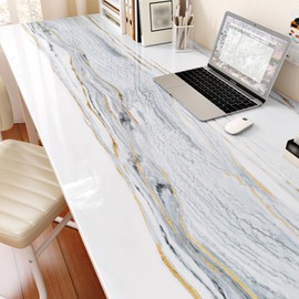 Wallercity Glossy White/Gray/Gold Marble Contact Paper for Countertop Waterproof Marble Peel and Stick Countertops Wallpaper for Kitchen Bathroom Removable Wall Paper for Counter Table 15.8''x78.7''