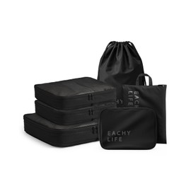 EACHY 6 Set Compression Packing Cubes for Travel & Carry-On, Space-Saving Luggage Organizers & Compression Bags for Clothes & Shoes, Ideal for Vacation & Cruise Essentials