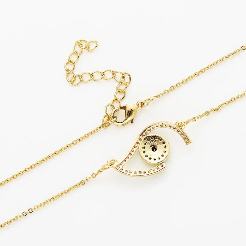 ZARD Evil Eye Shape Pendant with Multicolor CZ Accents and