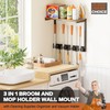 Broom Holder Wall Mount with Cleaning Supplies Organizer, Laundry Room