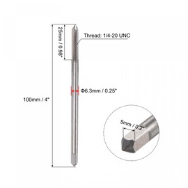 uxcell Thread Milling Taps, 1/4-20 UNC High Speed Steel (HSS) 3 Straight Flutes Machine Screw Thread Threading Tap, 4" Length (Extra Long)
