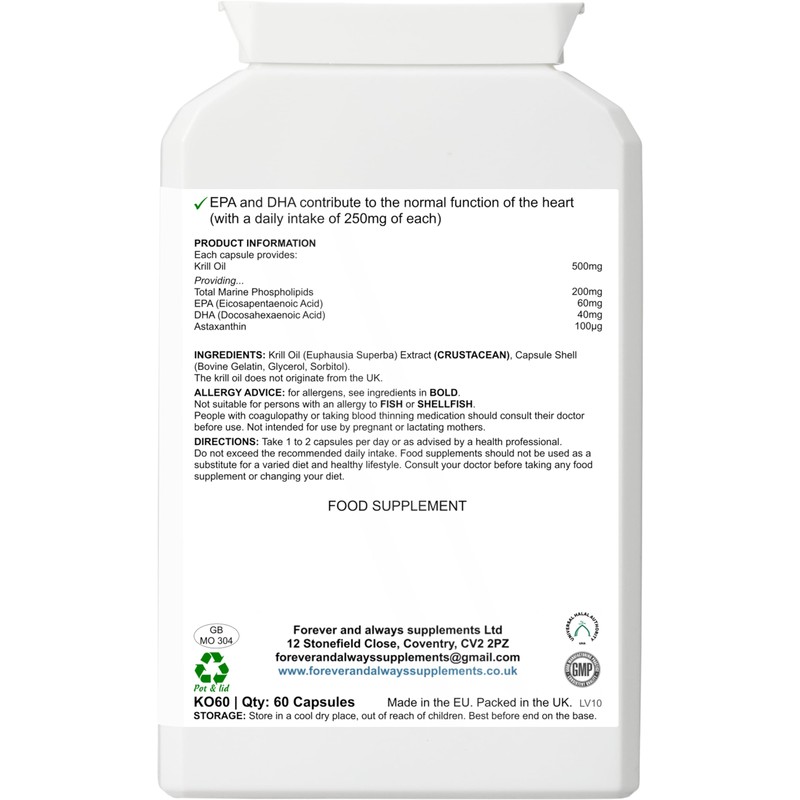 Antarctic Krill Oil Extract 500mg, Soft Gel Capsules, 60 Count,
