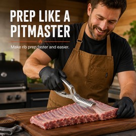 Rib Membrane Removal Tool for BBQ Prep – Stainless Steel Rib Skinner with Ergonomic Handle for Kitchen & Grilling