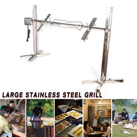 TBVECHI Stainless Steel Grill, Electric 15W Stainless Motor Kit Large Grill Bearing Barbecue Spit Roaster Rod Charcoal Rotisserie BBQ Motor 70KGF, BBQ Grill Kit Heavy Duty for Pig Rotisserie Hog Lamb