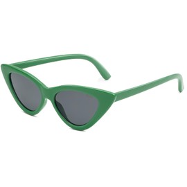 SOJOS Retro Vintage Narrow Cat Eye Sunglasses for Women Clout Goggles Plastic Frame SJ2044 (C20 Green Frame/Grey Lens)