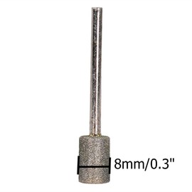 LDEXIN 10Pcs Diamond Grinding Bits 8mm Cylinder Head, Diamond Burr Bits Mounted Point Rotary Tool Bits with 3mm (1/8") Shank, 45mm Long