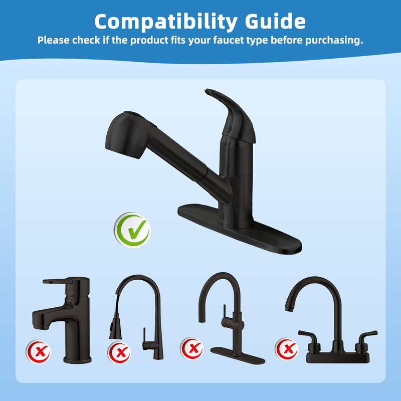 Hibbent Pull Out Sink Sprayer Head Replacement, 2 Function Kitchen