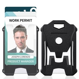 Uniclife 2 Pack Heavy Duty Badge Holder Vertical Hard Plastic Case with Clear Window and Tight Clip Stable Card Protector Tactical ID Card Holder for Office School ID Credit Cards Proximity Cards