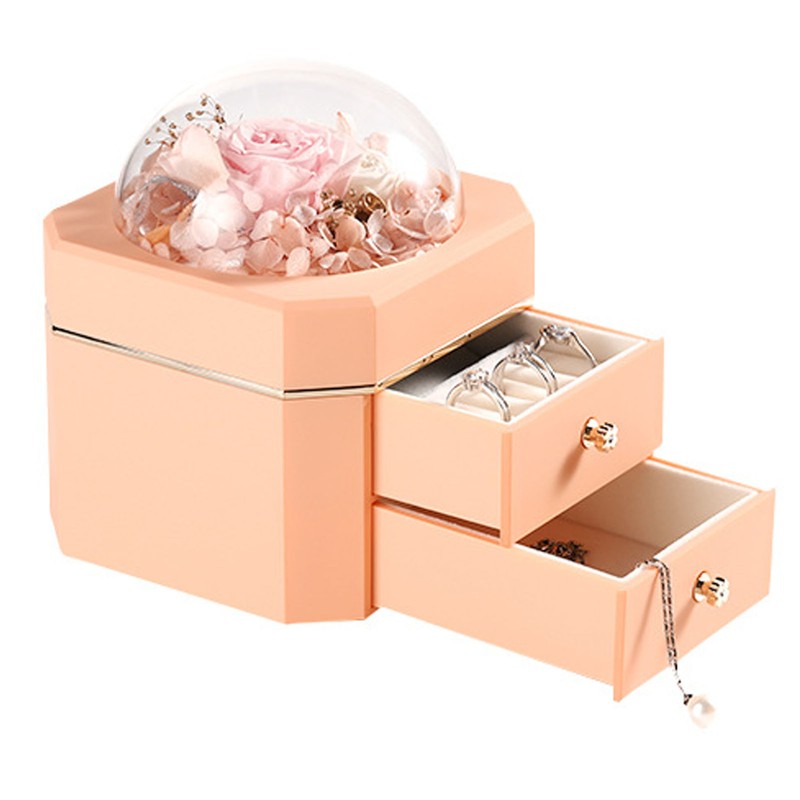Forever Flower Double Drawer Octangle Gift Jewelry Packaging Storage Jewelry