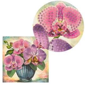 Ideen mit Herz Diamond Painting Greeting Card | 16cm x 16cm | 370gsm | Includes Envelope & Tools (Orchids in Vase)