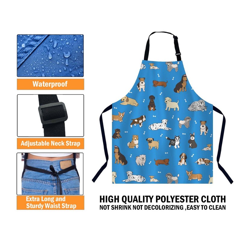 BGBDEIA Cartoon Doodle Puppy Dog Kitchen Apron for Women Men,