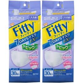 Fetty 7Days Mask EX Plus, Slightly Large, 30 Pieces, Individually Wrapped, Wide Fluffy Rubber
