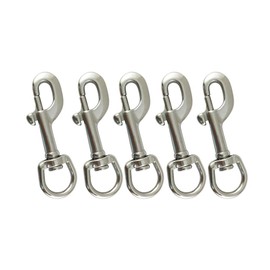 Proteus Marine Grade Clip Stainless Steel Swivel Eye Bolt Snap, 3/8 inch (10mm), Pack of 5