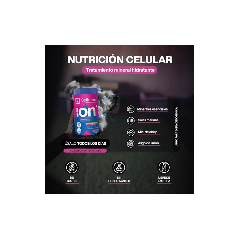 Ion Cellu Bebida Isótonica Natural Hidratación Piel Diaria Electrolitos Lisina